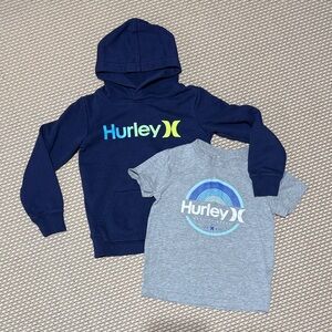 5/6 Hurley Kids Blue Hoodie and Gray Tee Set